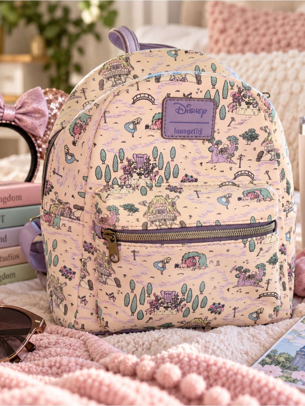 Loungefly Alice in Wonderland Pastel Map Mini Backpack - Flawed OBO